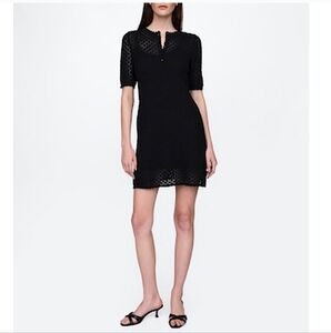 NWT Gap Linen Blend Pointelle Black Mini Dress